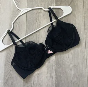 Victorias Secret Bra y2k sexy push up without padding lace womens Black size 36C thumbnail 1