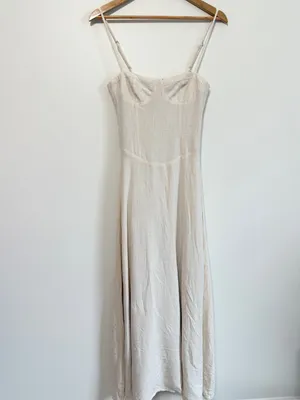 PEPPERMAYO Angelina Linen Maxi Dress Size XS / 2 Cream Oatmeal Summer Beach boho thumbnail 3