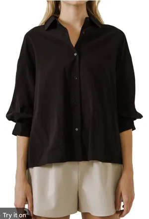 English Factory Black Balloon Sleeve Blouse Size XS thumbnail 1