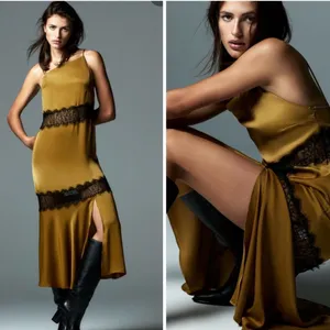 New Zara Asymmetrical Satin Dress thumbnail 2