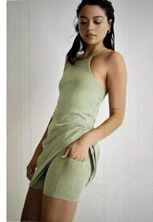 Madewell Flex Fitness Dress w/Built in Shorts Tennis Pickle Ball Green Size M thumbnail 1