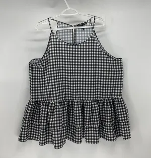Elliot & vine black white gingham peplum tank Top thumbnail 1