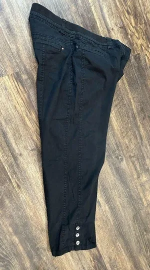 Stylish Black Pants with Button Detail Size 16 thumbnail 1
