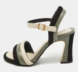 Tory Burch Puffed Up Suede and Snakeskin Embossed Leather Sandal NWOB Size 9 thumbnail 1