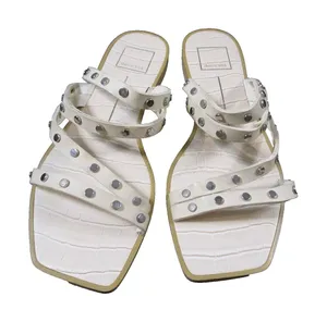 Dolce Vita Stella Studded Sandals Ivory Women’s Size 7.5 Slip‑On Square Toe thumbnail 1