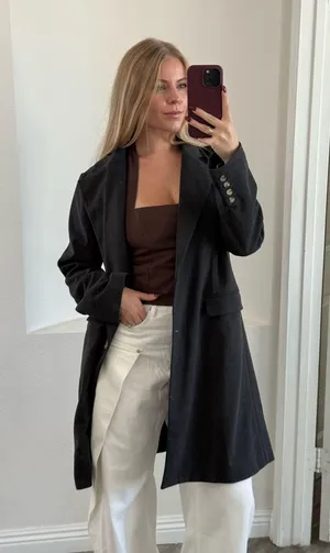 Lulus dark grey coat thumbnail 1