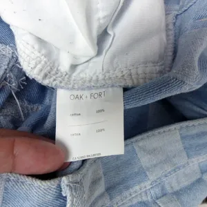Oak + Fort Checkered Jeans Womens M 24x28 Blue Checkerboard Straight Leg Y2K thumbnail 9