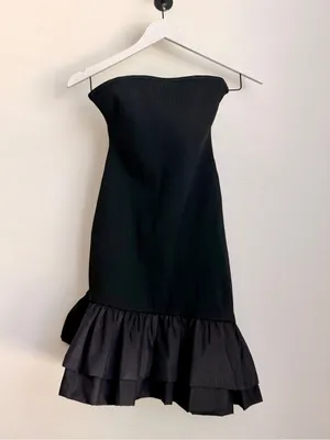 Hello Molly Black Strapless Ruffle Mini Dress Size M US 10 Homecoming NWT thumbnail 2