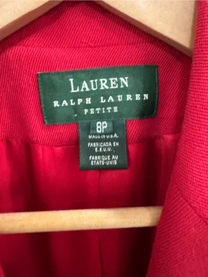 VTG Lauren Ralph Lauren Red Wool Blend Gold Button Blazer Women’s Size 8P Petite thumbnail 7