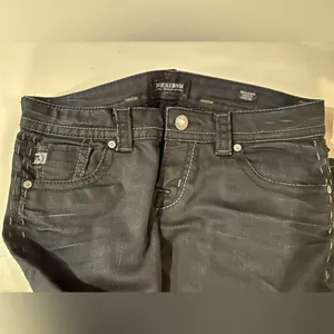 MEK‎ Denim Y2K Jeans Black Charcoal Straight Leg Embroidered Flap Pocket Size 30 thumbnail 3