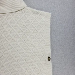 Tantrums Womens Vest One Size Ivory Wool Blend Cross Hatch Turtleneck Knit thumbnail 3