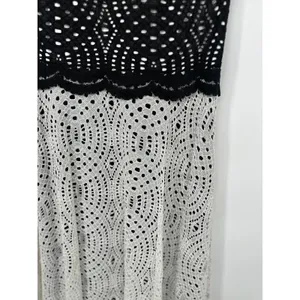 Betsey Johnson Crochet Lace Dress Size 14 Boho Romantic Feminine‎ Black Ivory thumbnail 4