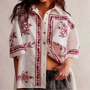 We the Free  Spring Refresh Top In White Embroidered size Large thumbnail 3