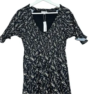 Baltic Born Lotta Black Floral Smocked Dress XS thumbnail 6
