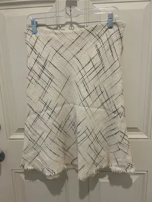 Zara White Tweed A-Line Skirt with Black Windowpane thumbnail 1
