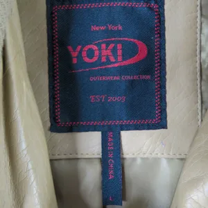 Y2k Vintage Yoki Tan Faux Leather Moto Jacket Large thumbnail 3