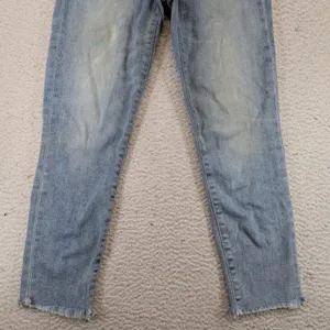 Denim Forum The Nico Mid Rise Skinny Crop Jeans Light Wash Raw Hem Size 28 thumbnail 7