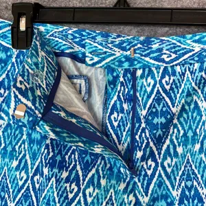 MICHAEL KORS Women’s Pants 14 Blue Ikat Print Straight Leg Stretch Zip Pockets‎ thumbnail 8