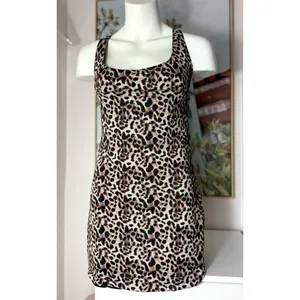 Cheetah Leopard Animal Print Slinky Slip Mini Dress Women’s Large thumbnail 4