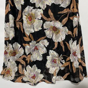 Band of Gypsies Collective Floral Print Midi Slip Skirt Rho Black Cream Size Large thumbnail 10