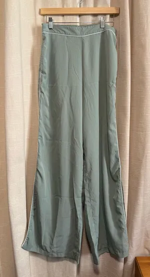 Jason Wu Sage Green wide leg track satin Pant thumbnail 1