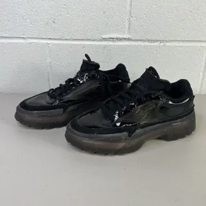 Reebok Platform Athletic Sneakers size 5 Black patent Cardi b shoe CLUB C thumbnail 3