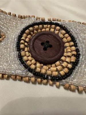 Beaded Tie-Front Waist Belt in White and Brown - New thumbnail 5
