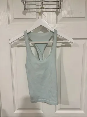 Sweaty Betty Ribbed Racerback Tank Top Blue Workout Yoga Pilates Size 8 thumbnail 7