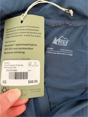 REI Co-op Active Pursuits Long Sleeve 1/4 Zip Top Women’s XS Blue Hike Outdoors thumbnail 5