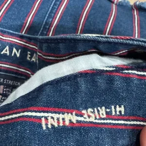 American Eagle High Rise Mini Cutoff Stripes Denim Skirt Women’s 6 thumbnail 5