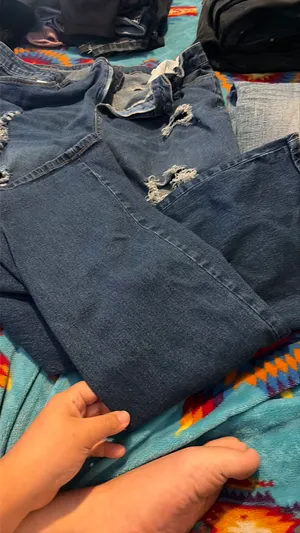 SHEIN ripped curve bell bottom jeans  thumbnail 3