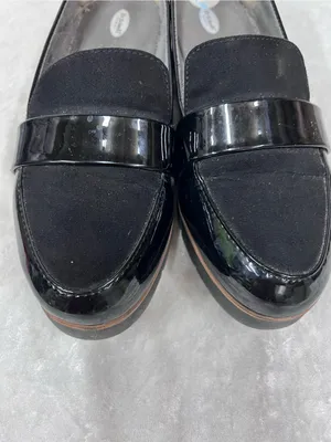 Dr. Scholl’s Black Slip-On Loafers glossy black brown trim 7.5 thumbnail 3