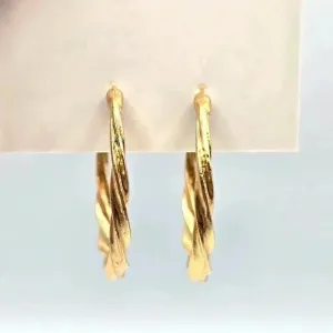 Gold Spiral Half Hoop‎ Circle Boho Retro Fashion Jewelry Earrings Medium E14 thumbnail 2