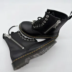 Dr. Martens 1460 Zip Smooth Leather Grunge Edgy LaceUp Black Boot NWOB UK 3 US 5 thumbnail 1