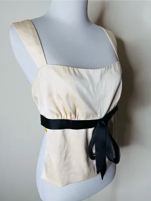 Edikted Ivory Satin Natalia Ribbon Tie Open Back Tank thumbnail 3