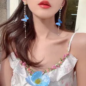 Elegant Butterfly Long Dangle Drop Earrings for Women thumbnail 3