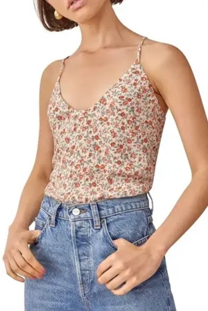 Reformation Rovino Floral Cami Tank Top Cream Rust Ditsy Print XS Fairy thumbnail 1