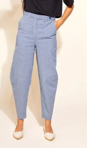 Nw/oTags Built by Wendy Angle Trousers Barrel Leg High Waist Engineer Stripe M thumbnail 1