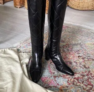 Tanino Crisci brand new black quilted leather boots gorgeous! thumbnail 1