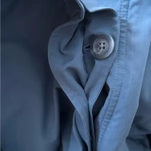 VTG L.L. Bean Traveler Belted Rain Trench Coat Dusty Blue Sz M Pockets Academia thumbnail 8