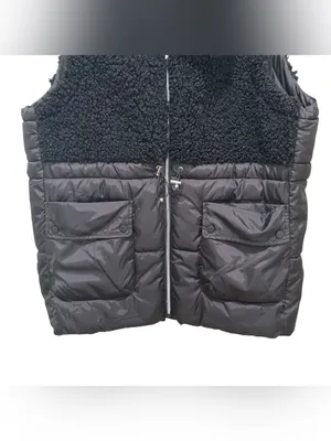 Tribal Jeans Breckenridge Sherpa Puffer Vest Black Womens Size Large Zip Up thumbnail 2