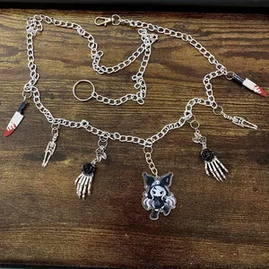 Handmade Silver Kawaii Whimsygoth Anime Skeleton Chain Belt, Fits 23-45 Inches, X7GA1350 thumbnail 6
