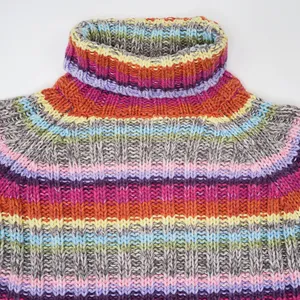 Vintage 90s Rocket 898 Rainbow Striped Knit Turtleneck Sweater thumbnail 4