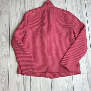 Talbots hot pink knit merino wool blazer cardigan Large thumbnail 7