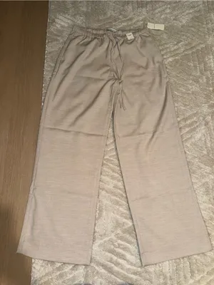 Abercrombie & Fitch Women's Wide-Leg Drawstring Pants - Beige thumbnail 1