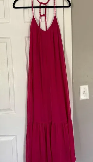 Zara Magneta Hot Pink Long Maxi Flowy Dress thumbnail 1