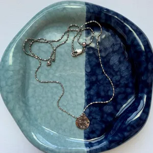 Handmade Adjustable Silver Sand Dollar Pendant Necklace thumbnail 1