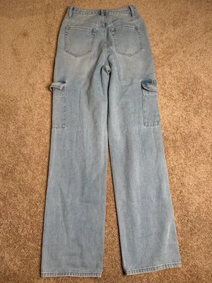 PacSun 90s Boyfriend Cargo Jeans Light Wash Wide Leg Denim Pants Size‎ 27 thumbnail 4