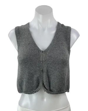 Aritzia Wilfred Basque Women's Gray Sleeveless Knit Cropped Sweater Vest Top S thumbnail 1