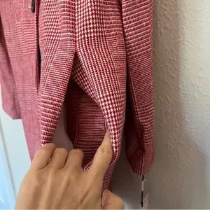 Anthropologie Avec Les Filles Red Houndstooth Plaid Longline Blazer NEW Size XL thumbnail 8